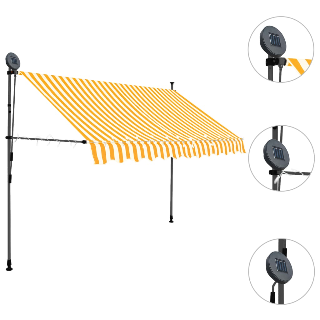 Tenda da Sole Retrattile Manuale LED 250 cm Bianco e Arancione cod mxl 22906