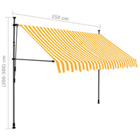 Tenda da Sole Retrattile Manuale LED 250 cm Bianco e Arancione cod mxl 22906