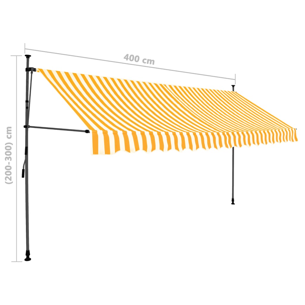 Tenda da Sole Retrattile Manuale LED 400 cm Bianca e Arancione 145861