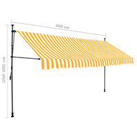 Tenda da Sole Retrattile Manuale LED 400 cm Bianca e Arancione 145861