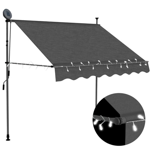 Tenda da Sole Retrattile Manuale con LED 150 cm Antracite cod mxl 20998