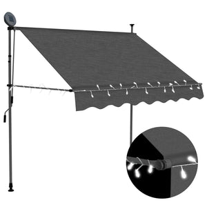 Tenda da Sole Retrattile Manuale con LED 150 cm Antracite 145863