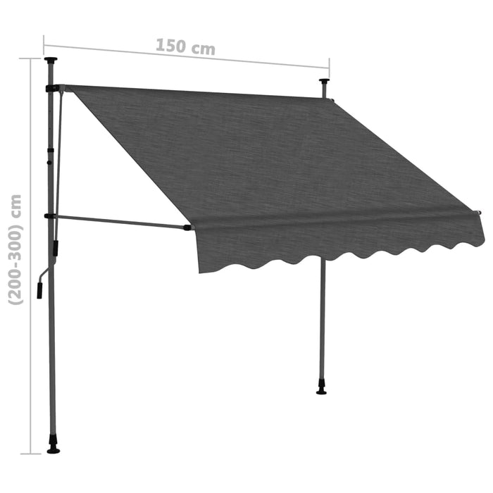 Tenda da Sole Retrattile Manuale con LED 150 cm Antracite 145863