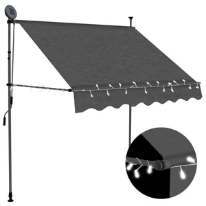 Tenda da Sole Retrattile Manuale con LED 200 cm Antracite 145864