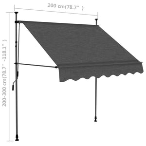 Tenda da Sole Retrattile Manuale con LED 200 cm Antracite 145864