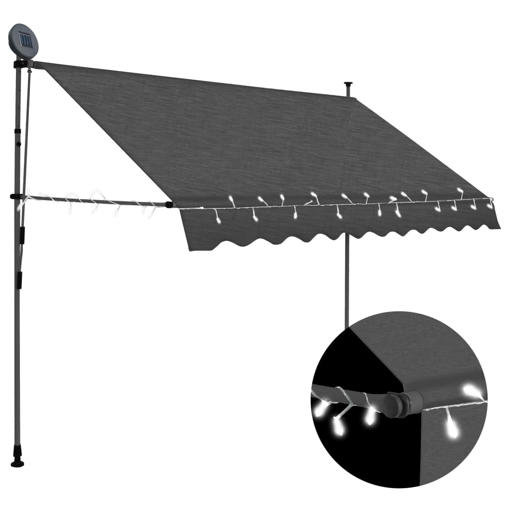 Tenda da Sole Retrattile Manuale con LED 250 cm Antracite 145865