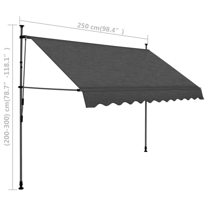 Tenda da Sole Retrattile Manuale con LED 250 cm Antracite 145865