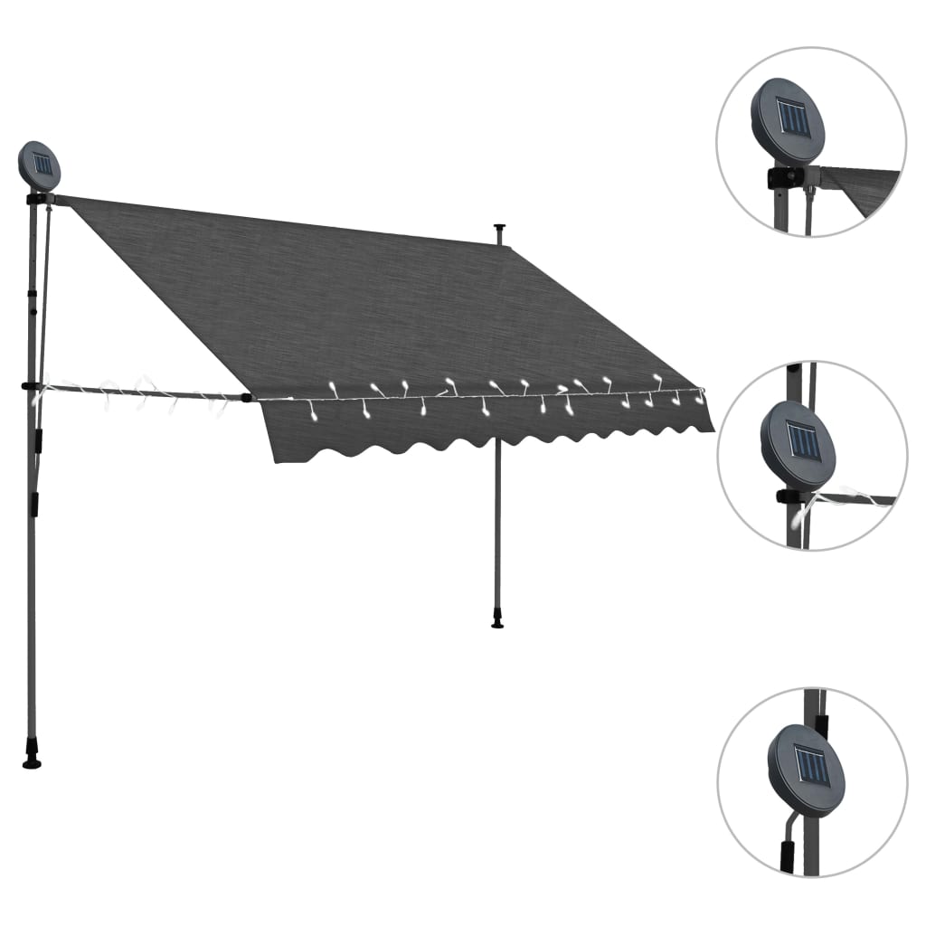 Tenda da Sole Retrattile Manuale con LED 300 cm Antracite