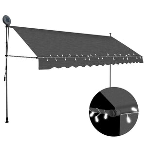 Tenda da Sole Retrattile Manuale con LED 400 cm Antracite 145868