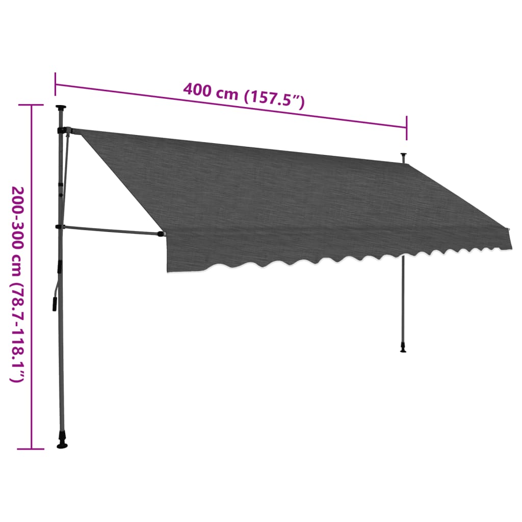 Tenda da Sole Retrattile Manuale con LED 400 cm Antracite cod mxl 6148