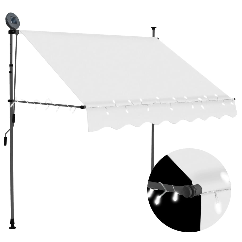 Tenda da Sole Retrattile Manuale con LED 150 cm Crema