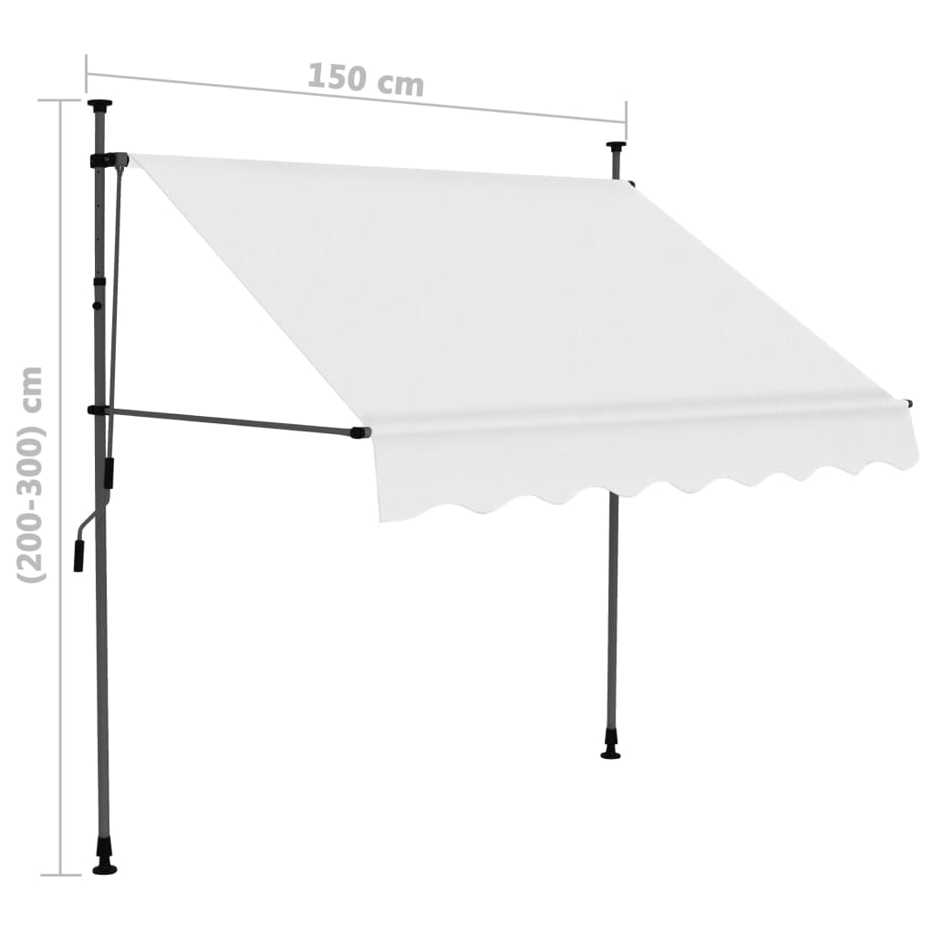 Tenda da Sole Retrattile Manuale con LED 150 cm Crema