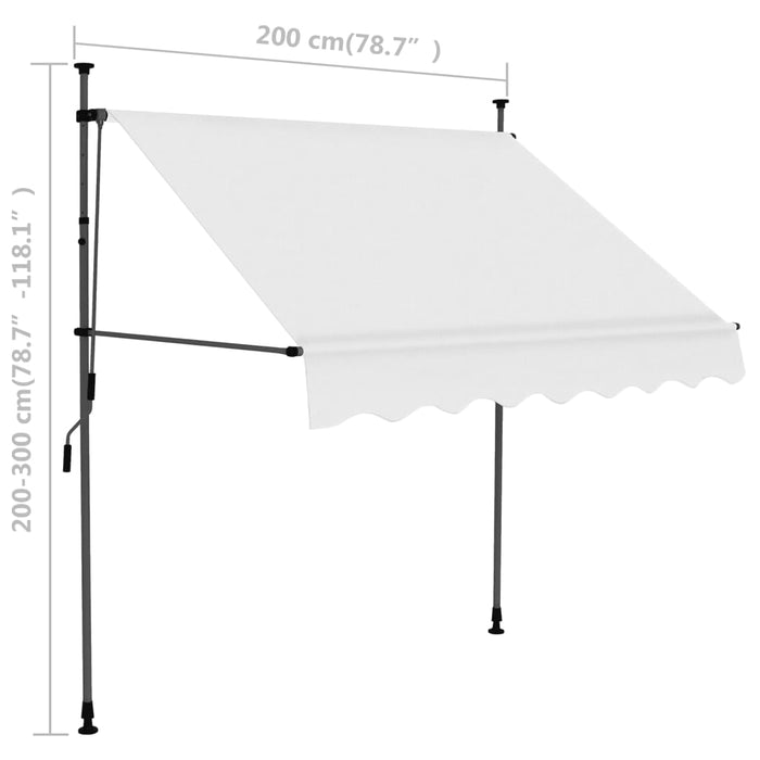 Tenda da Sole Retrattile Manuale con LED 200 cm Crema 145871