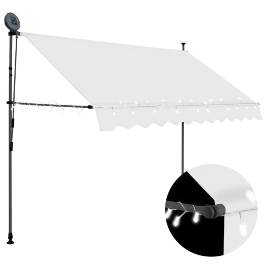 Tenda da Sole Retrattile Manuale con LED 250 cm Crema cod mxl 14940