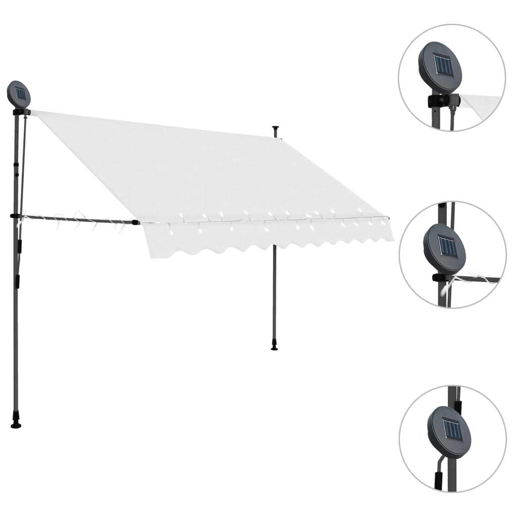 Tenda da Sole Retrattile Manuale con LED 250 cm Crema cod mxl 14940