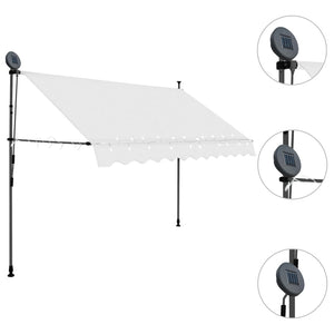 Tenda da Sole Retrattile Manuale con LED 300 cm Crema 145873