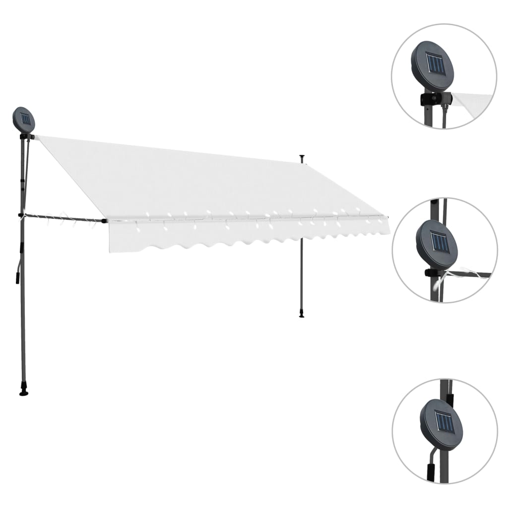 Tenda da Sole Retrattile Manuale con LED 400 cm Crema cod mxl 16712