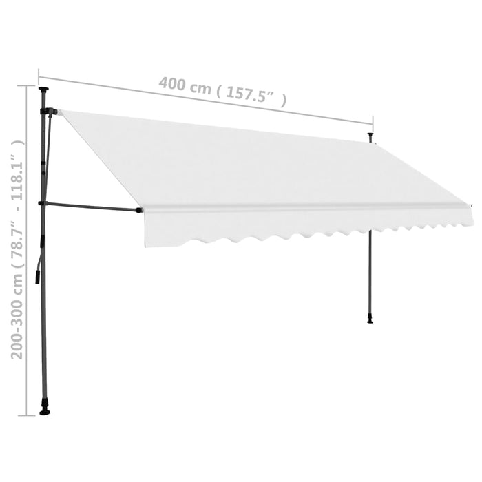 Tenda da Sole Retrattile Manuale con LED 400 cm Crema cod mxl 16712