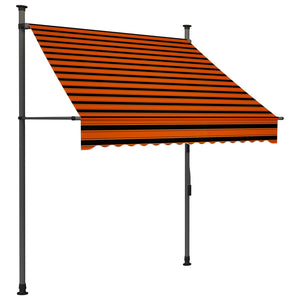 Tenda da Sole Retrattile Manuale LED 150 cm Arancione e Marrone cod mxl 19367