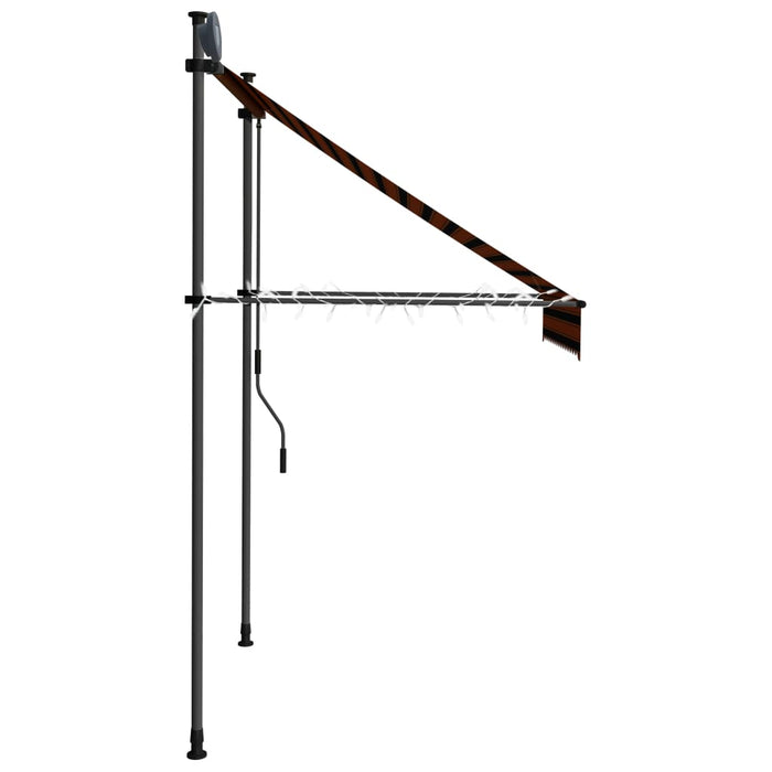 Tenda da Sole Retrattile Manuale LED 150 cm Arancione e Marrone cod mxl 19367