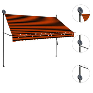 Tenda da Sole Retrattile Manuale LED 250 cm Arancione e Marrone cod mxl 11894