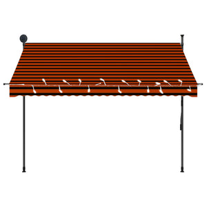 Tenda da Sole Retrattile Manuale LED 250 cm Arancione e Marrone cod mxl 11894