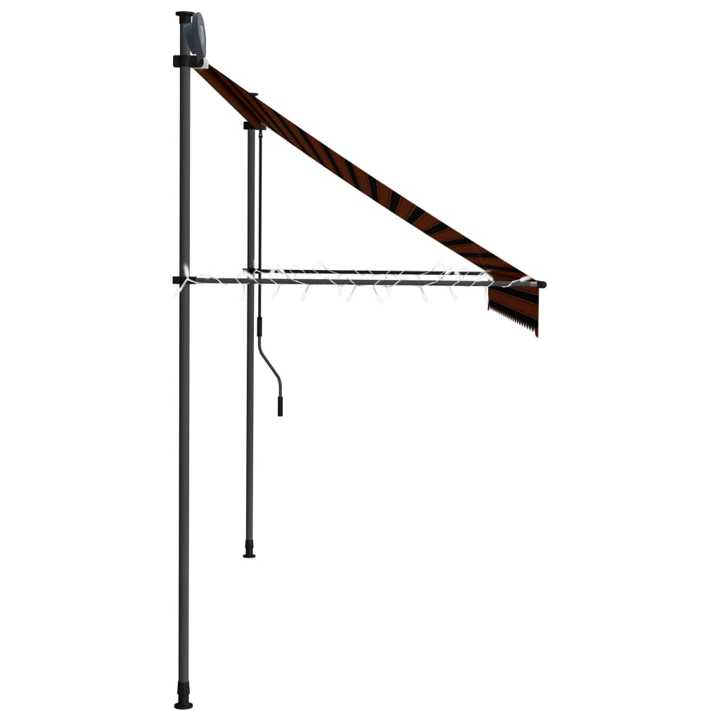 Tenda da Sole Retrattile Manuale LED 250 cm Arancione e Marrone cod mxl 11894