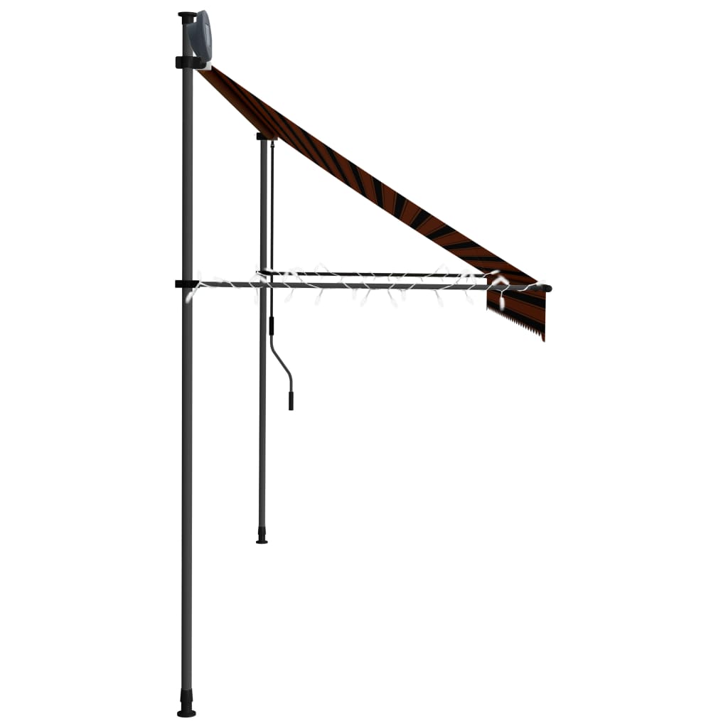 Tenda da Sole Retrattile Manuale LED 300 cm Arancione e Marrone cod mxl 17257