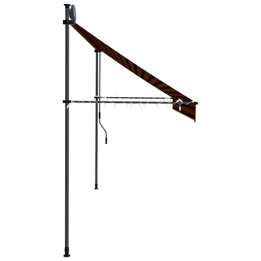 Tenda da Sole Retrattile Manuale LED 350 cm Arancione e Marrone cod mxl 10255