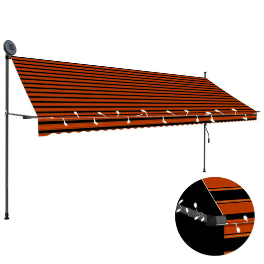 Tenda da Sole Retrattile Manuale LED 400 cm Arancione e Marrone cod mxl 16008