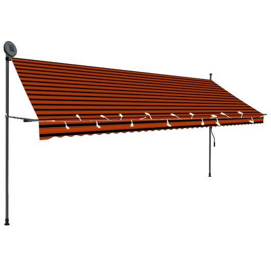 Tenda da Sole Retrattile Manuale LED 400 cm Arancione e Marrone cod mxl 16008