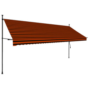 Tenda da Sole Retrattile Manuale LED 400 cm Arancione e Marrone 145882