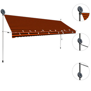 Tenda da Sole Retrattile Manuale LED 400 cm Arancione e Marrone 145882