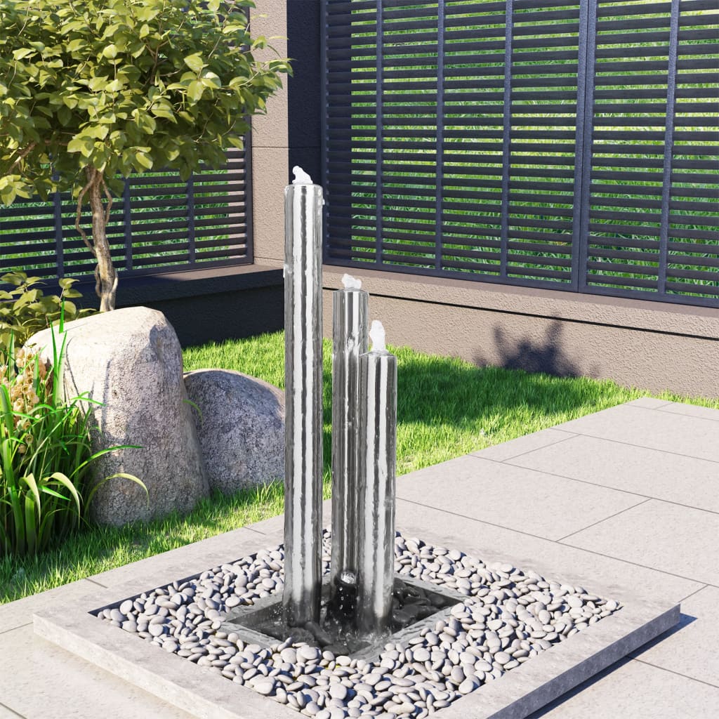 Fontana da Giardino Argento 48x34x88 cm in Acciaio Inox 48090