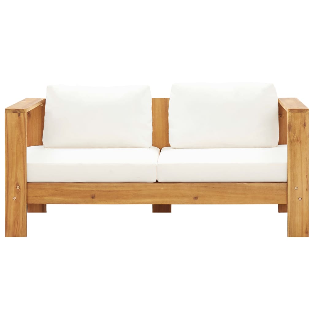 Sedia da Giardino con Cuscino 140 cm Bianco Crema Legno Acacia 47273