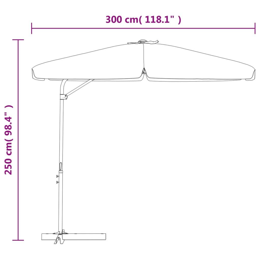 Ombrellone da Esterno con Palo in Acciaio 300x250cm Antracite 47314