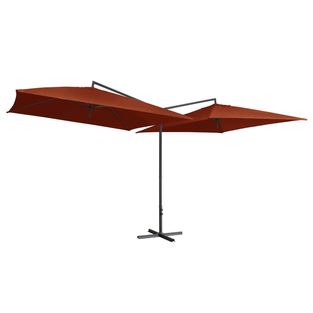 Ombrellone Doppio Palo in Acciaio 250x250 cm Terracotta cod 8601