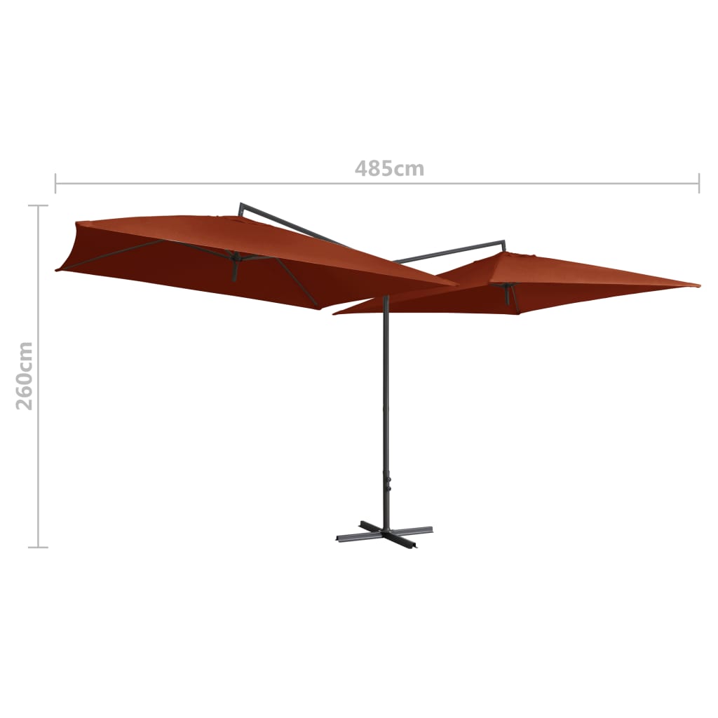 Ombrellone Doppio Palo in Acciaio 250x250 cm Terracotta cod 8601