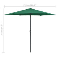 Ombrellone da Esterni con Palo in Alluminio 270x246 cm Verde