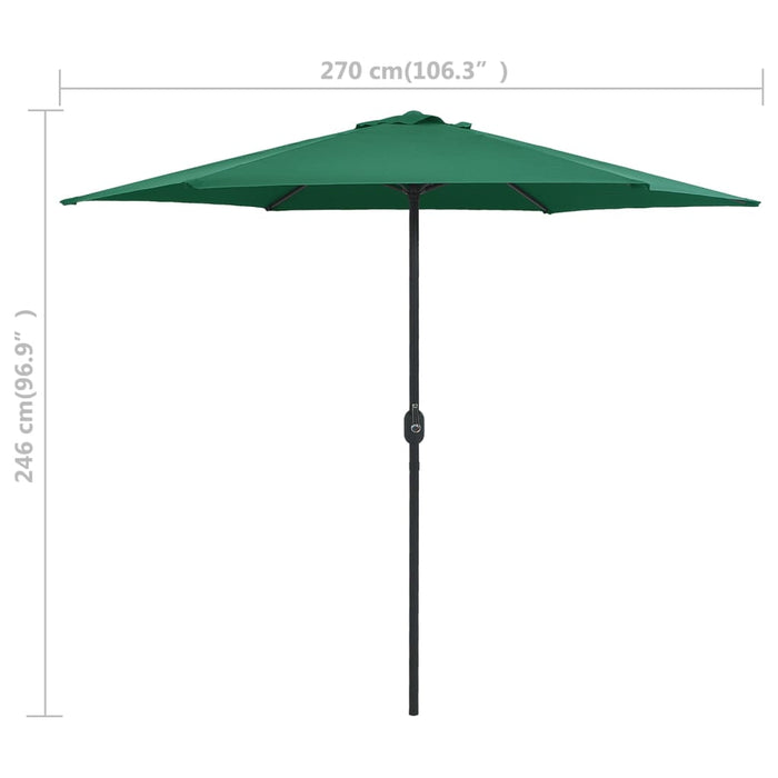 Ombrellone da Esterni con Palo in Alluminio 270x246 cm Verde 47344