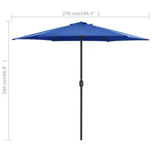 Ombrellone da Esterni con Palo in Alluminio 270x246 cm Azzurro