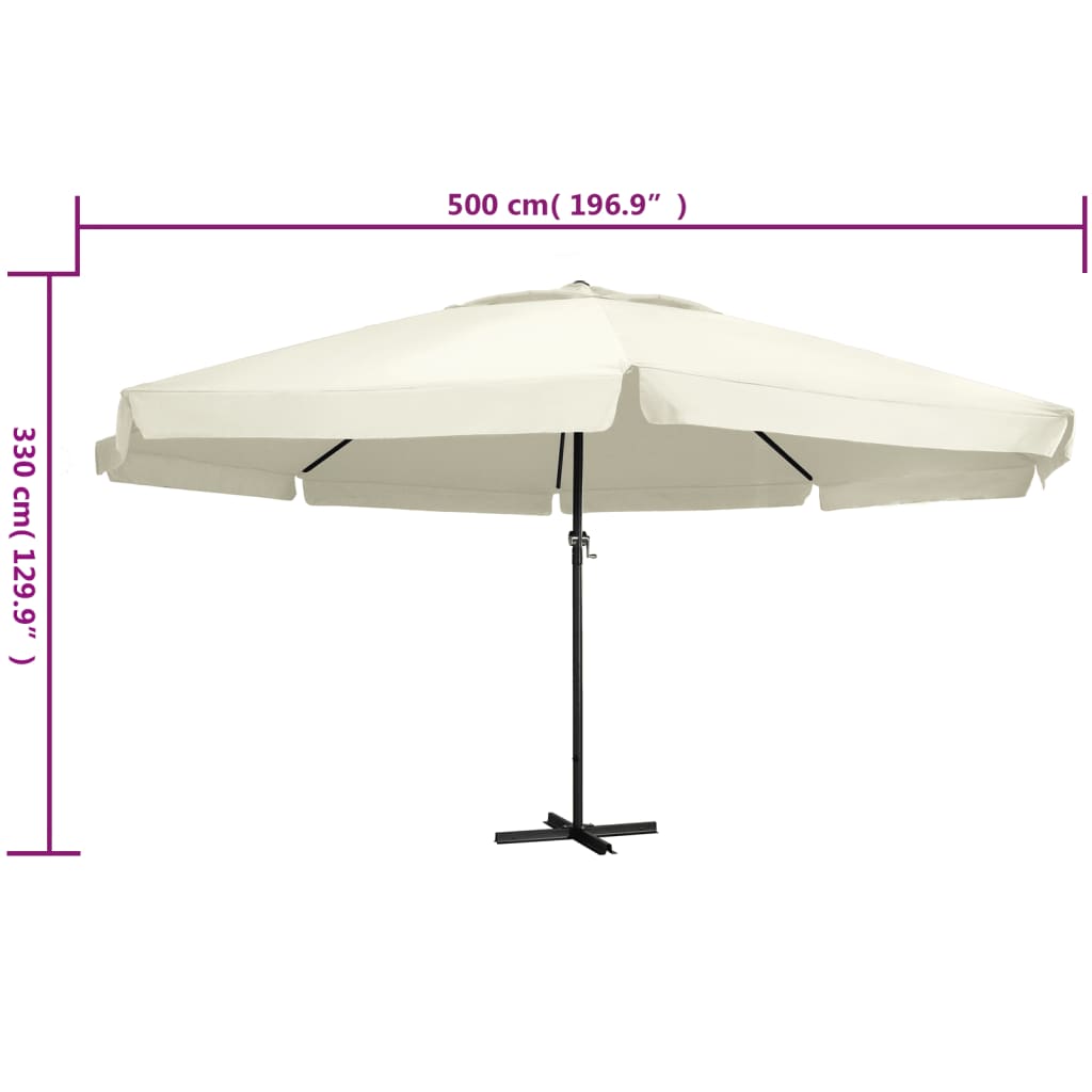 Ombrellone da Esterni Palo in Alluminio 600 cm Bianco Sabbia 