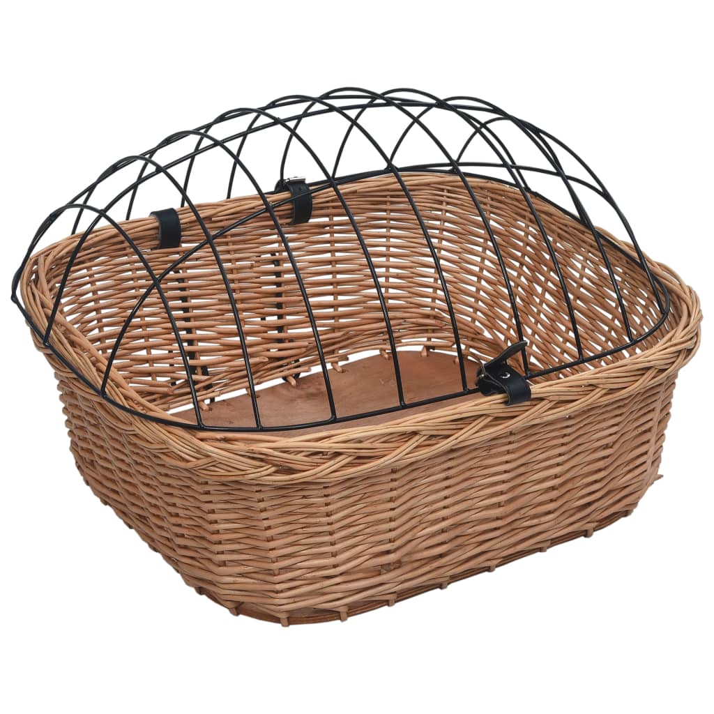 Cestino Anteriore Bici con Copertura 50x45x35cm Salice Naturale 170902