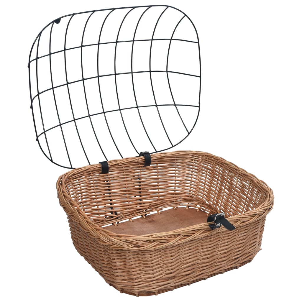 Cestino Anteriore Bici con Copertura 50x45x35cm Salice Naturale 170902