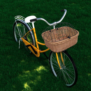 Cestino Anteriore Bici e Coperchio 50x45x35 cm Salice Naturale