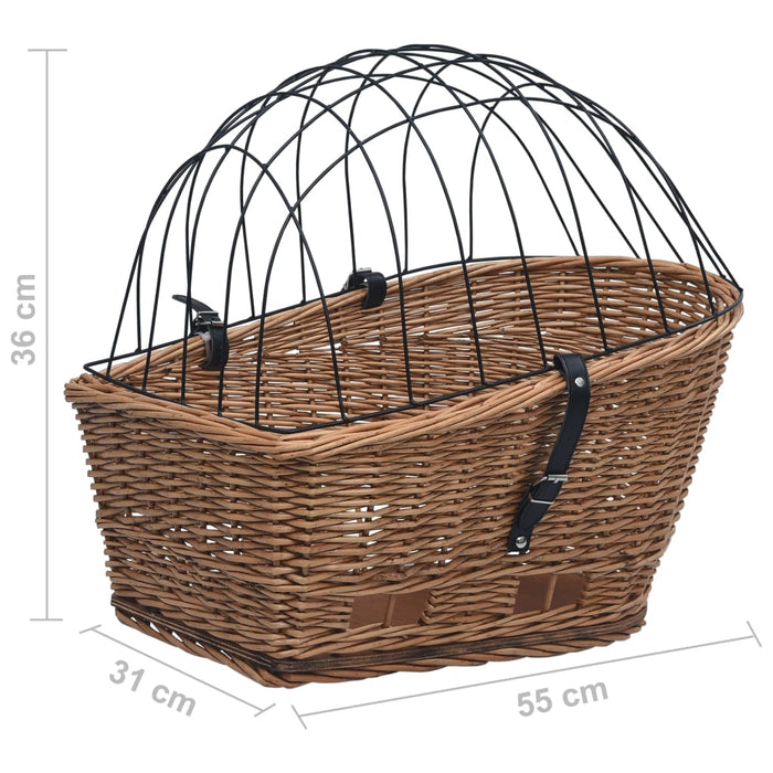 Cestino Posteriore Bici e Copertura 55x31x36cm Salice Naturale 170903