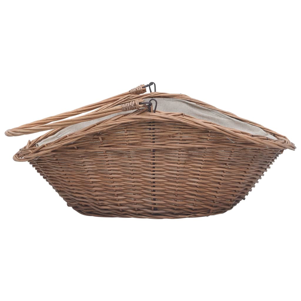 Cesta Legna da Ardere con Manico 60x44x55 cm Naturale in Salice cod mxl 20993