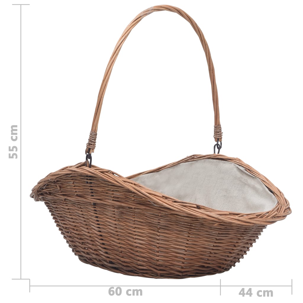 Cesta Legna da Ardere con Manico 60x44x55 cm Naturale in Salice cod mxl 20993