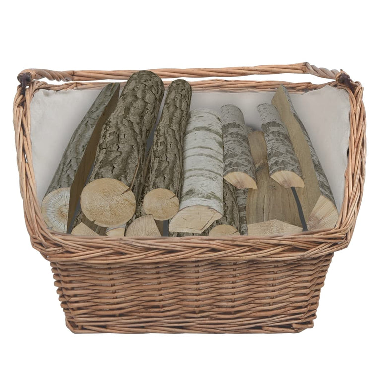 Cesta Legna da Ardere con Manico 61,5x46,5x58cm Marrone Salice