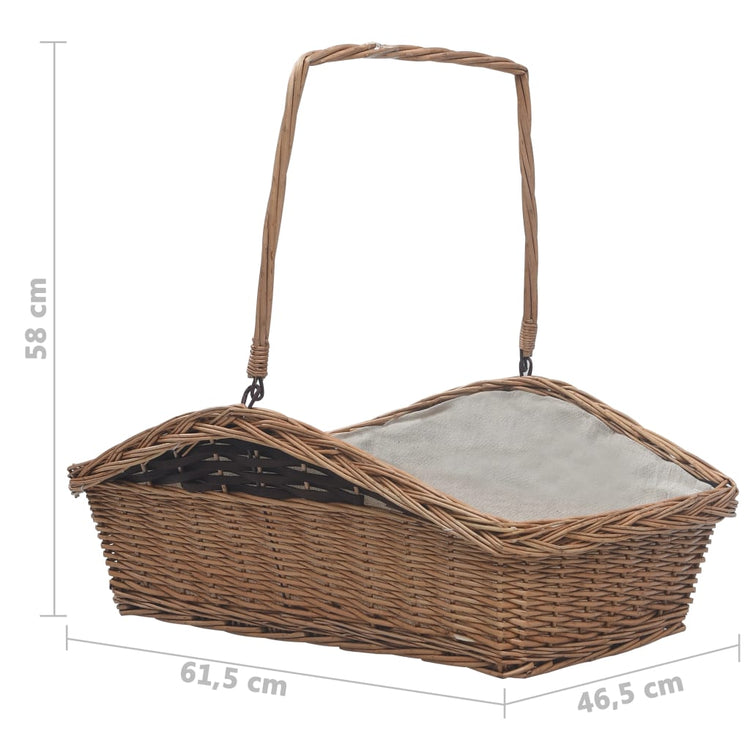 Cesta Legna da Ardere con Manico 61,5x46,5x58cm Marrone Salice